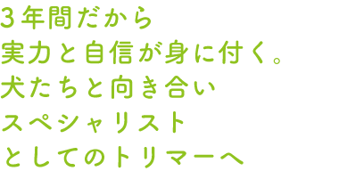 犬と毎日関わり、確かな技術をもったトリマーになる！